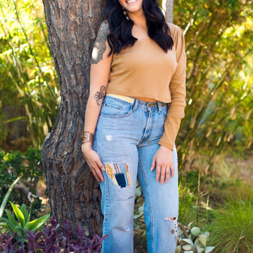 The "Halle" Jeans | Upcycled Boho Retro Patchwork | - Picture 2 of 10